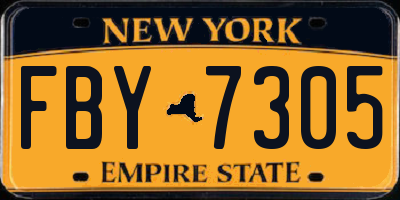 NY license plate FBY7305