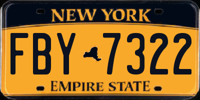 NY license plate FBY7322
