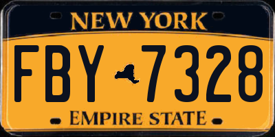 NY license plate FBY7328