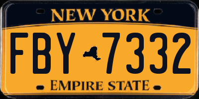 NY license plate FBY7332