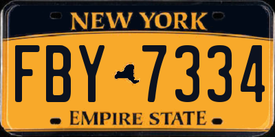 NY license plate FBY7334