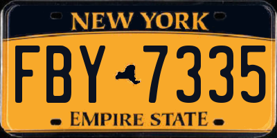 NY license plate FBY7335