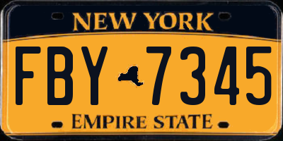 NY license plate FBY7345