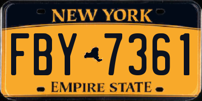 NY license plate FBY7361
