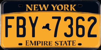 NY license plate FBY7362