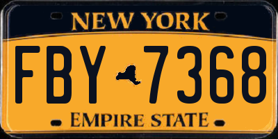 NY license plate FBY7368