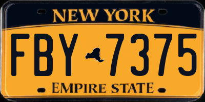 NY license plate FBY7375