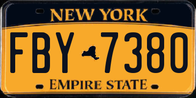NY license plate FBY7380