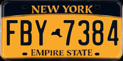 NY license plate FBY7384
