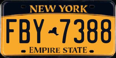 NY license plate FBY7388