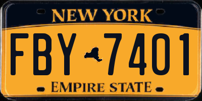 NY license plate FBY7401