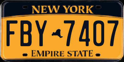 NY license plate FBY7407