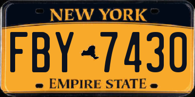 NY license plate FBY7430