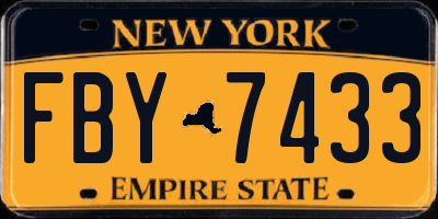 NY license plate FBY7433