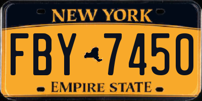 NY license plate FBY7450