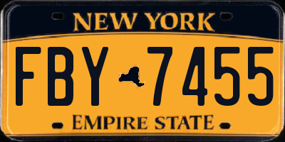 NY license plate FBY7455