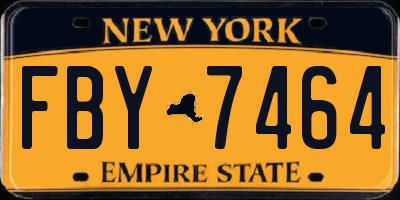 NY license plate FBY7464