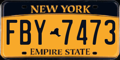 NY license plate FBY7473