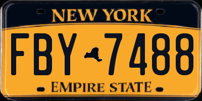NY license plate FBY7488