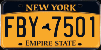 NY license plate FBY7501