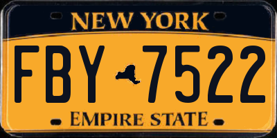 NY license plate FBY7522