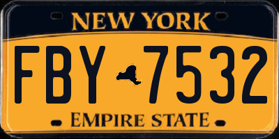 NY license plate FBY7532