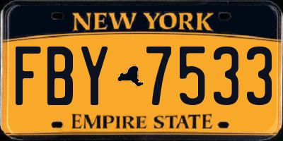 NY license plate FBY7533
