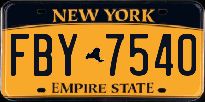 NY license plate FBY7540