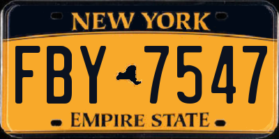 NY license plate FBY7547