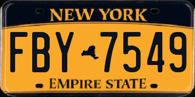 NY license plate FBY7549