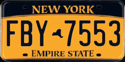 NY license plate FBY7553