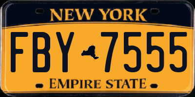 NY license plate FBY7555