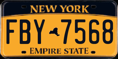NY license plate FBY7568