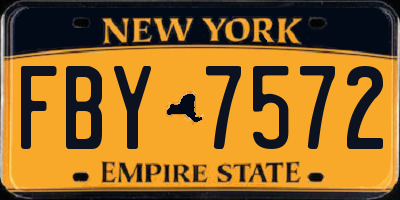 NY license plate FBY7572