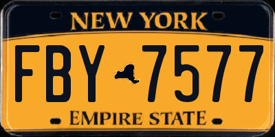 NY license plate FBY7577