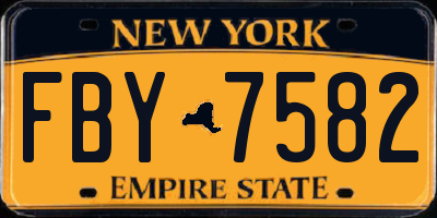 NY license plate FBY7582