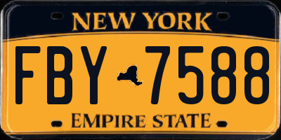 NY license plate FBY7588