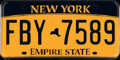 NY license plate FBY7589