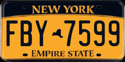 NY license plate FBY7599