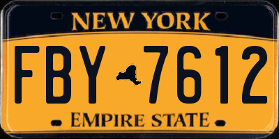 NY license plate FBY7612