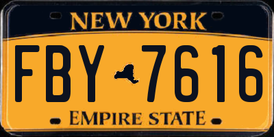 NY license plate FBY7616