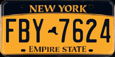 NY license plate FBY7624