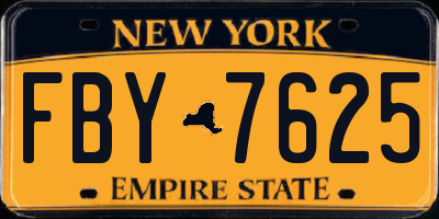 NY license plate FBY7625