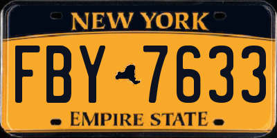 NY license plate FBY7633