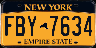 NY license plate FBY7634