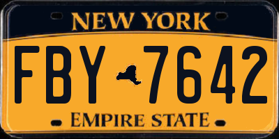 NY license plate FBY7642