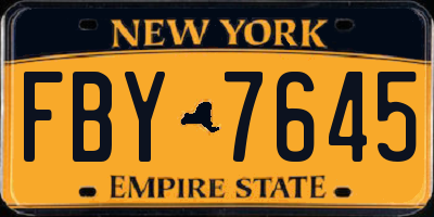 NY license plate FBY7645