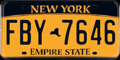 NY license plate FBY7646