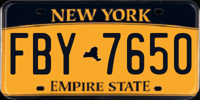 NY license plate FBY7650