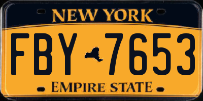 NY license plate FBY7653